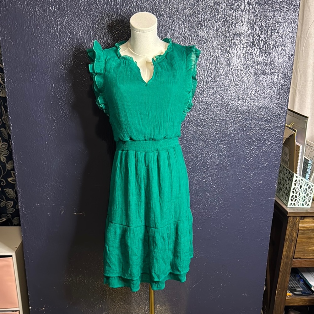 Elegant Green Ruffle Dress